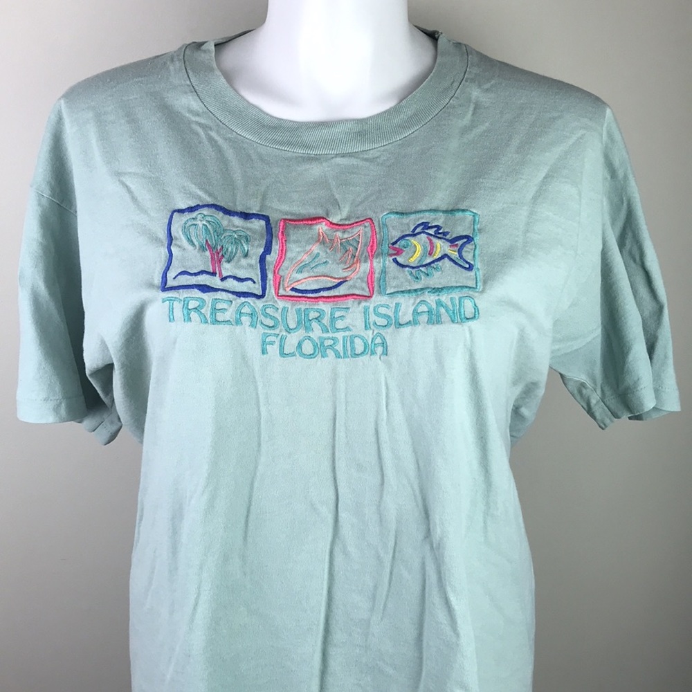 Vintage Treasure Island Florida T-Shirt Mint Green